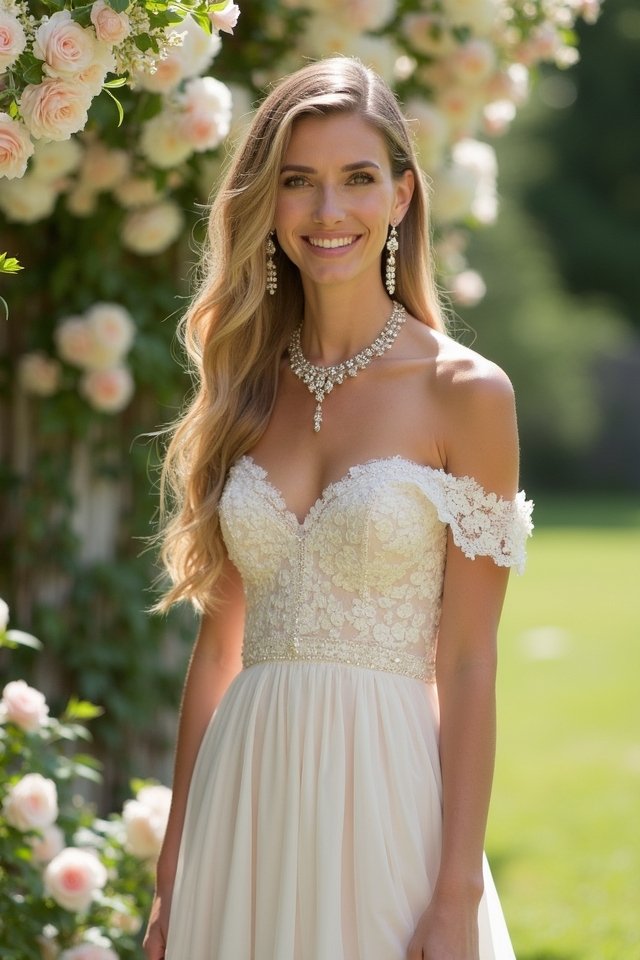 elegant off shoulder statement jewelry