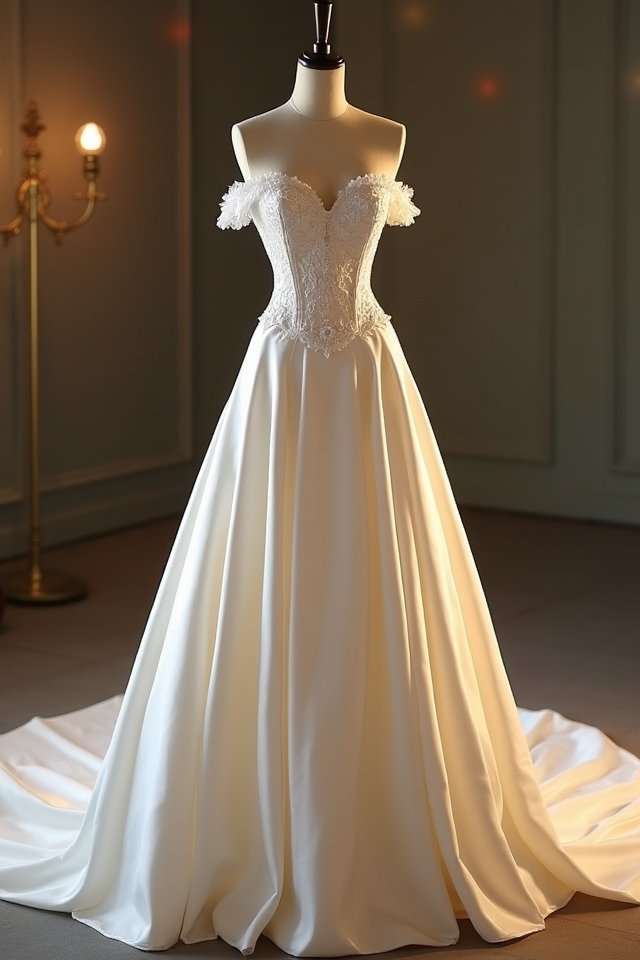 elegant off shoulder wedding dress