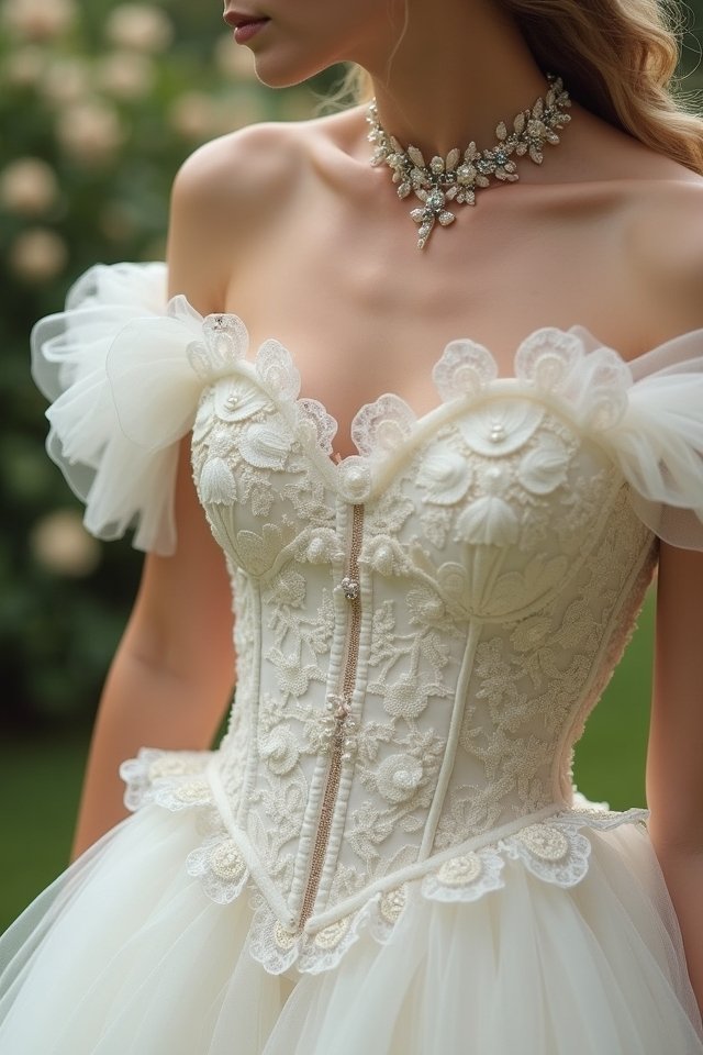 elegant off shoulder wedding dress