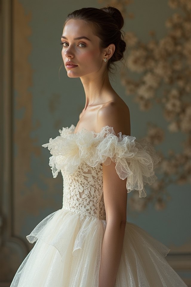 elegant off shoulder wedding dress