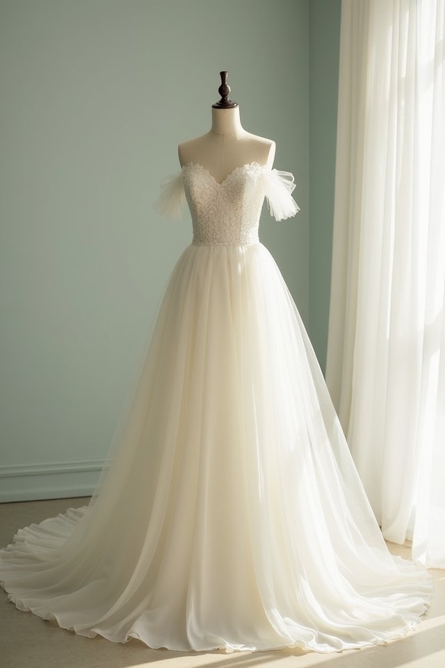 elegant off shoulder wedding gowns