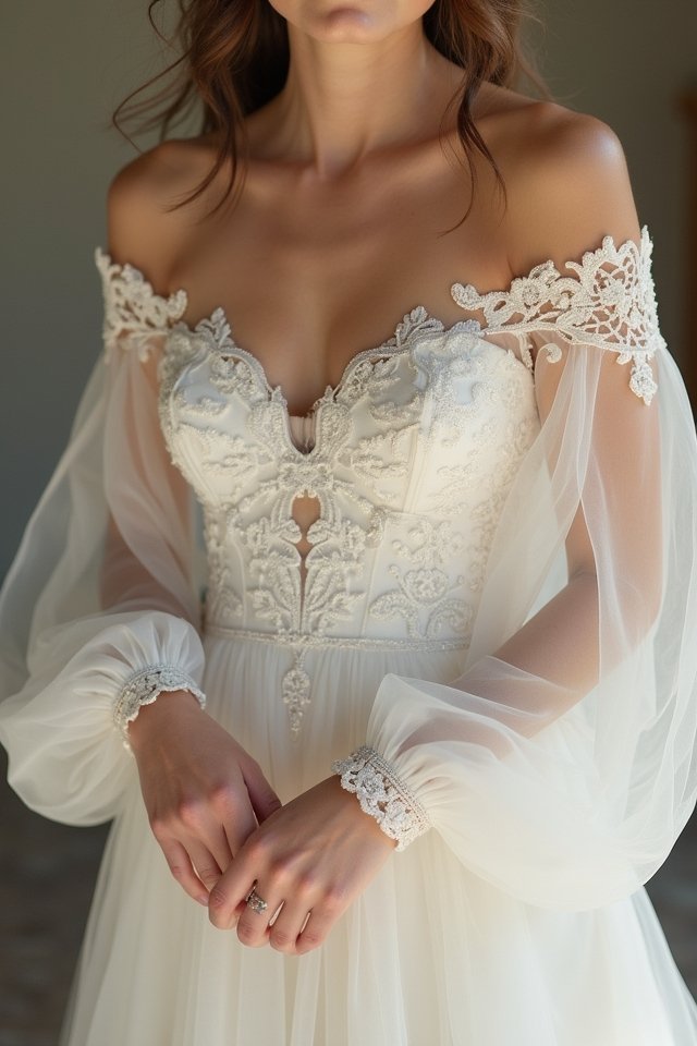 elegant off the shoulder design