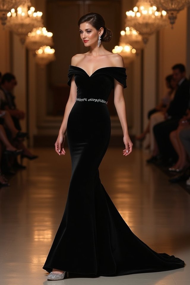 elegant off the shoulder gown