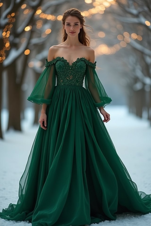 elegant off the shoulder gown