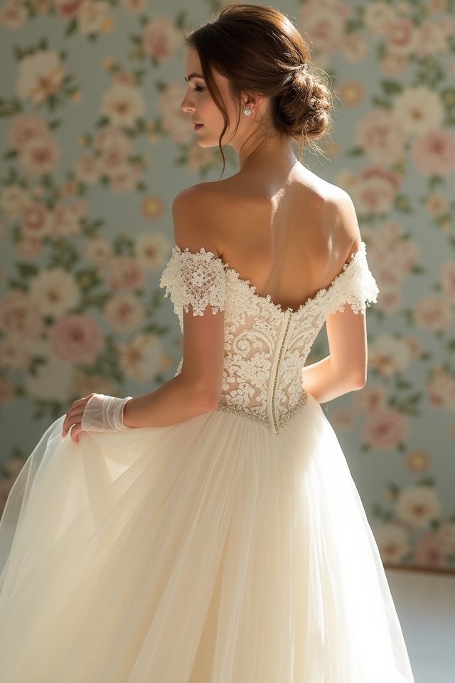 elegant off the shoulder gown