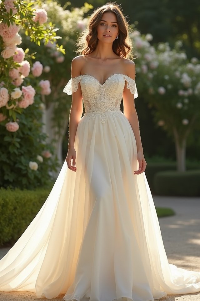 elegant off the shoulder gown