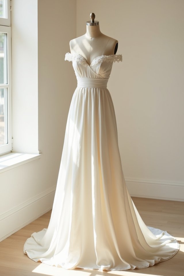 elegant off the shoulder gown