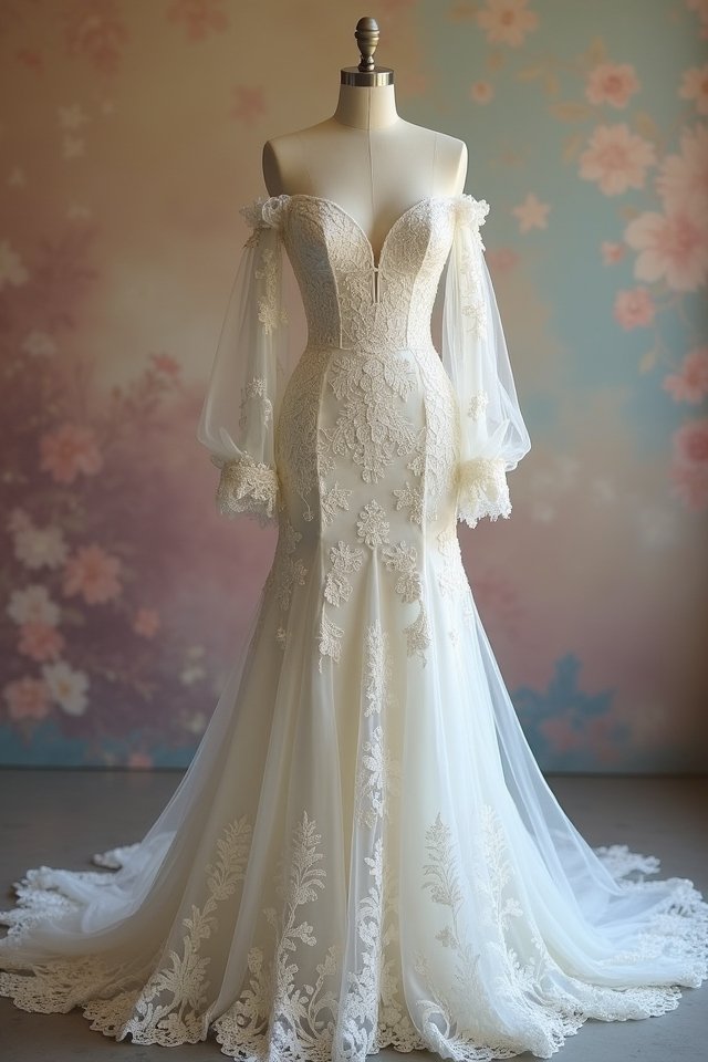 elegant off the shoulder gown