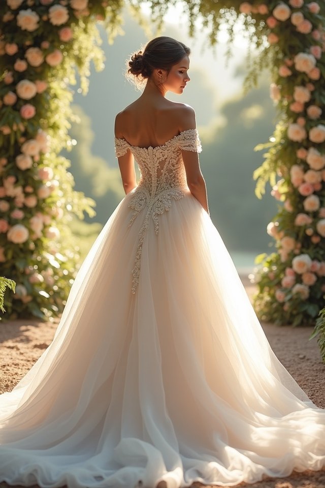 elegant off the shoulder gown