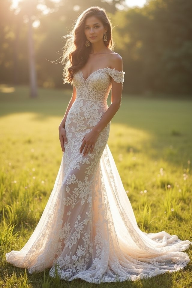 elegant off the shoulder lace