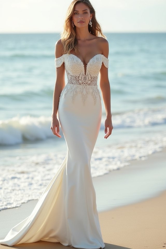 elegant off the shoulder mermaid