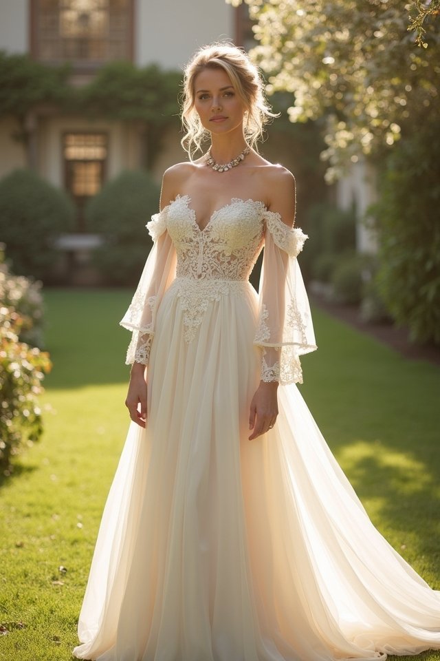 elegant off the shoulder romance