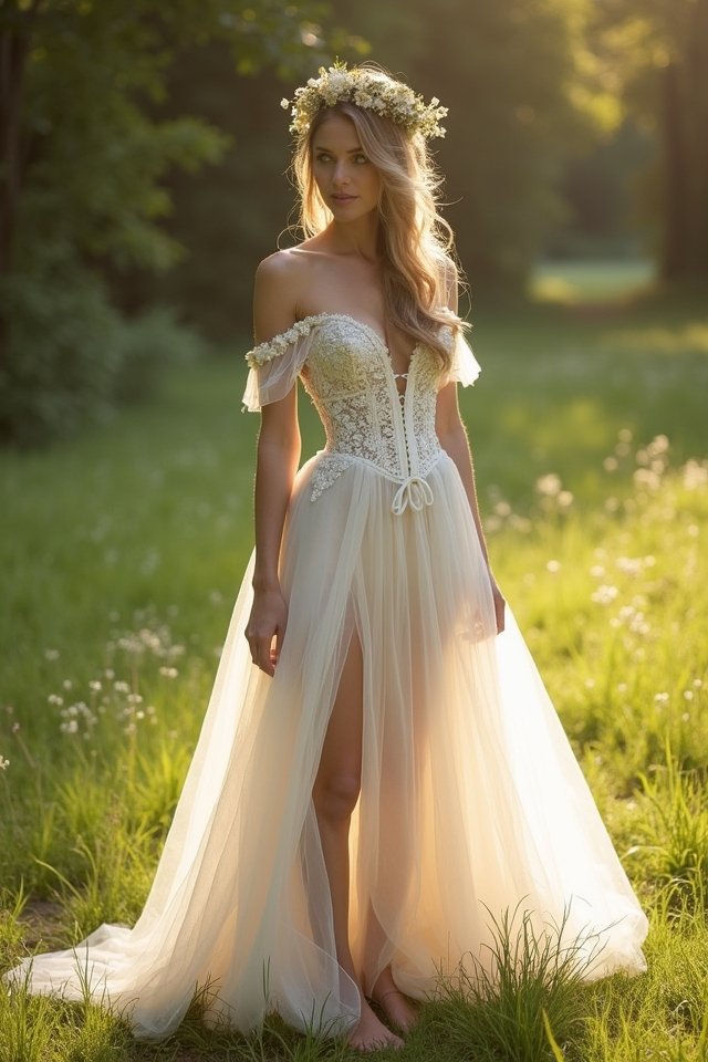 elegant off the shoulder romance