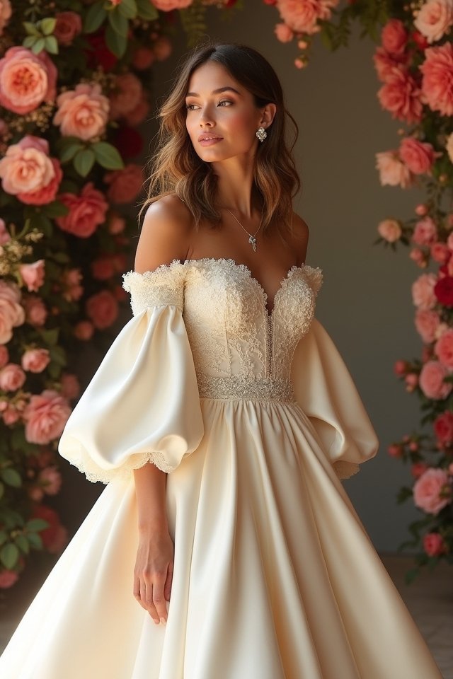 elegant off the shoulder satin dress