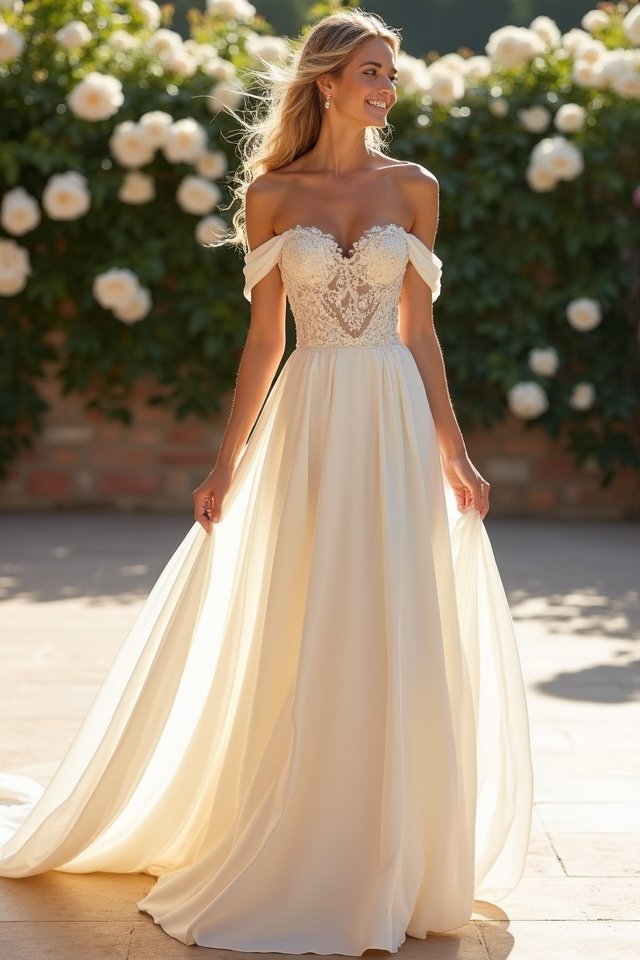 elegant off the shoulder satin