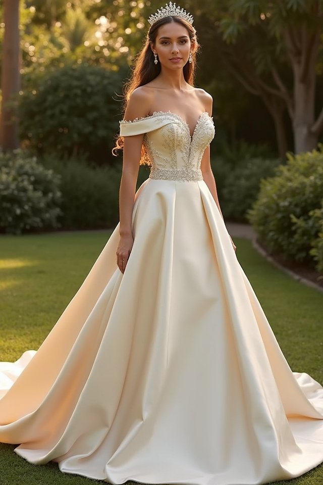 elegant off the shoulder satin