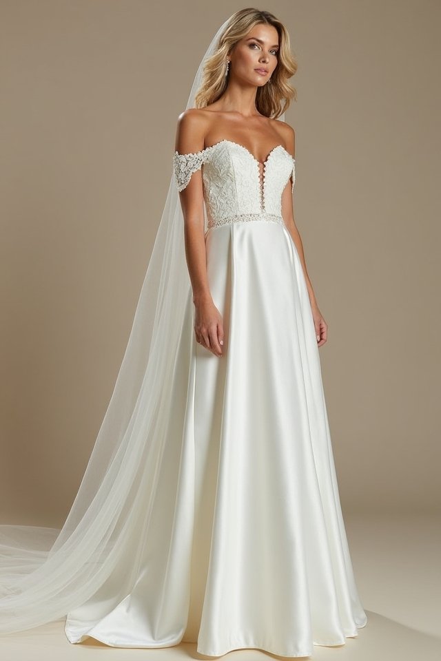 elegant off the shoulder satin