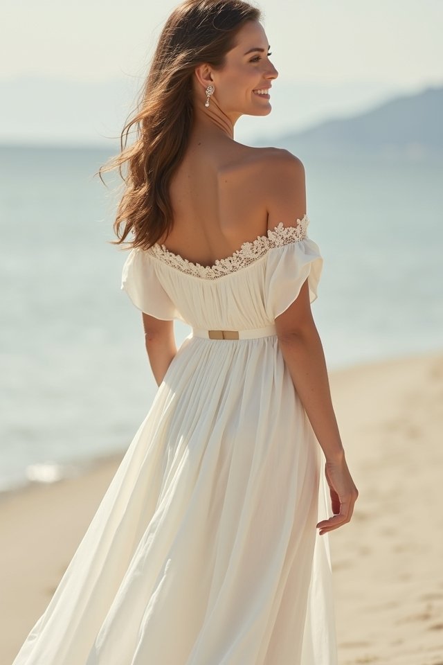 elegant off the shoulder wedding dress