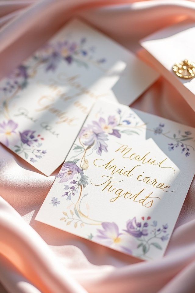 elegant pastel calligraphy invitations