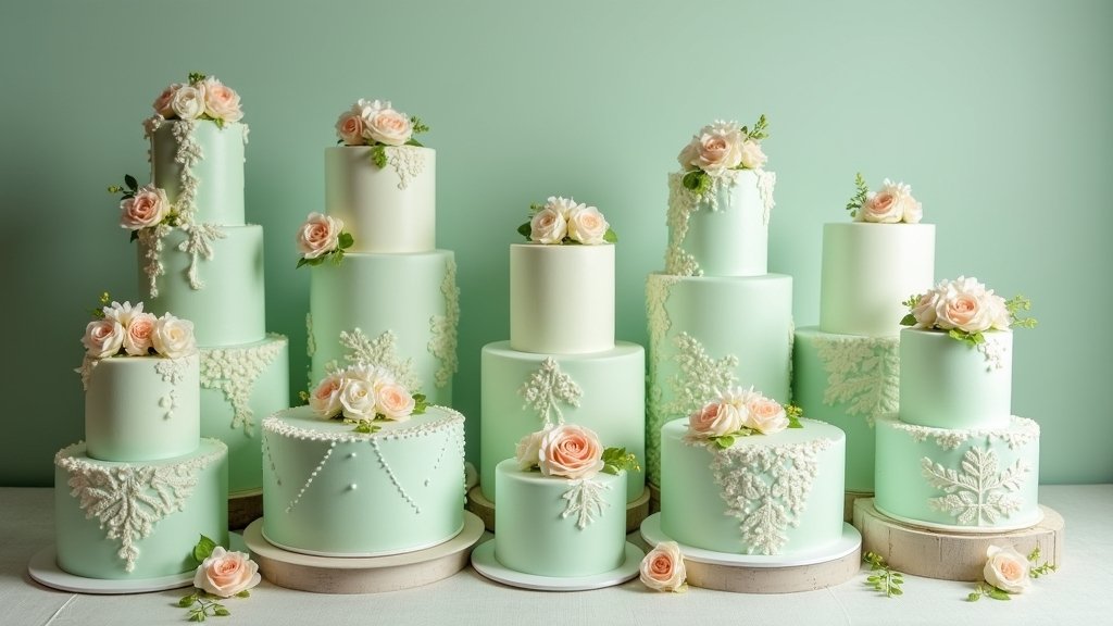 elegant pastel green cakes