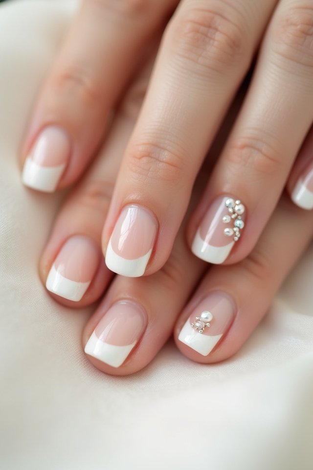 elegant pearl accented french tips