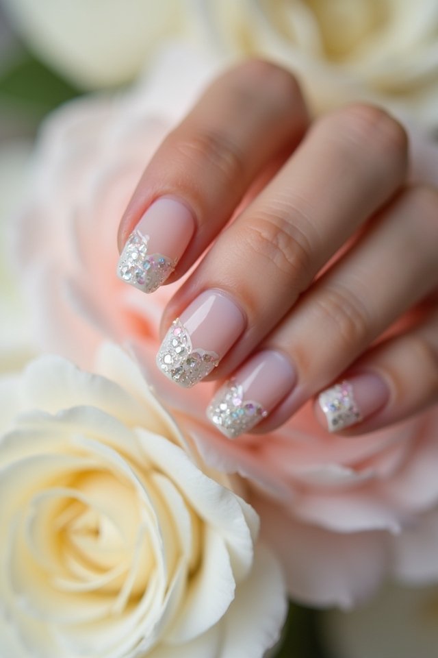 elegant pearl embedded nail gems