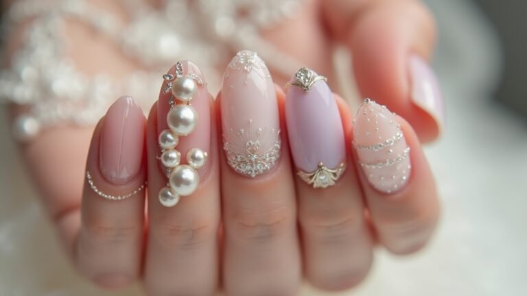 elegant pearl engagement nails