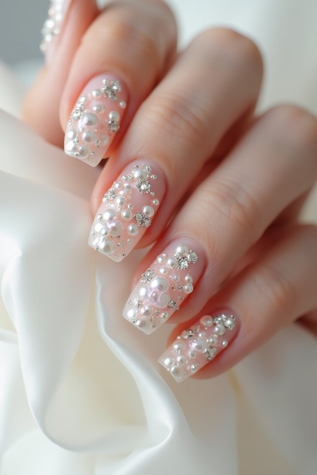 elegant pearl nail design