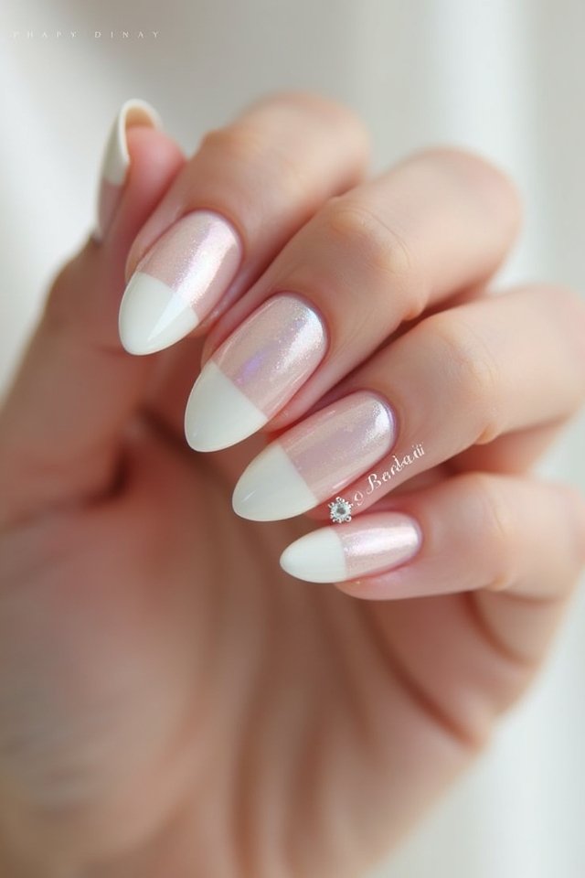 elegant pearl ombre nails