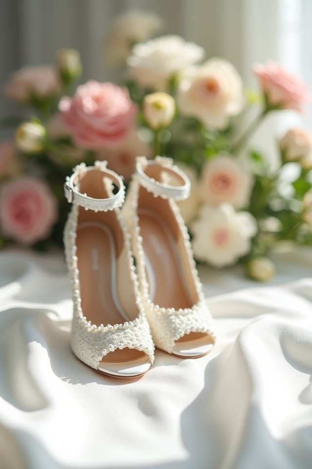 elegant peep toe wedding heels