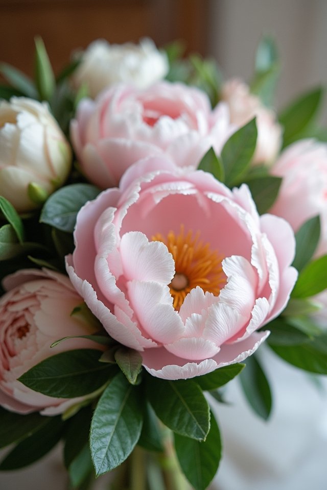 elegant peony wedding arrangements