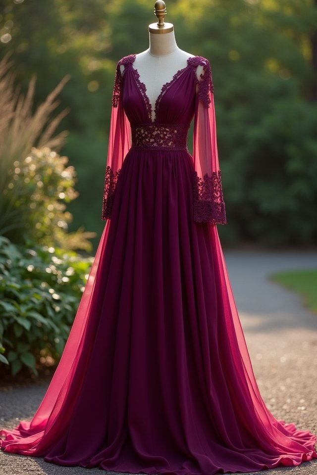 elegant plum chiffon dress