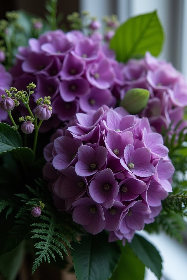 elegant purple hydrangea centerpiece
