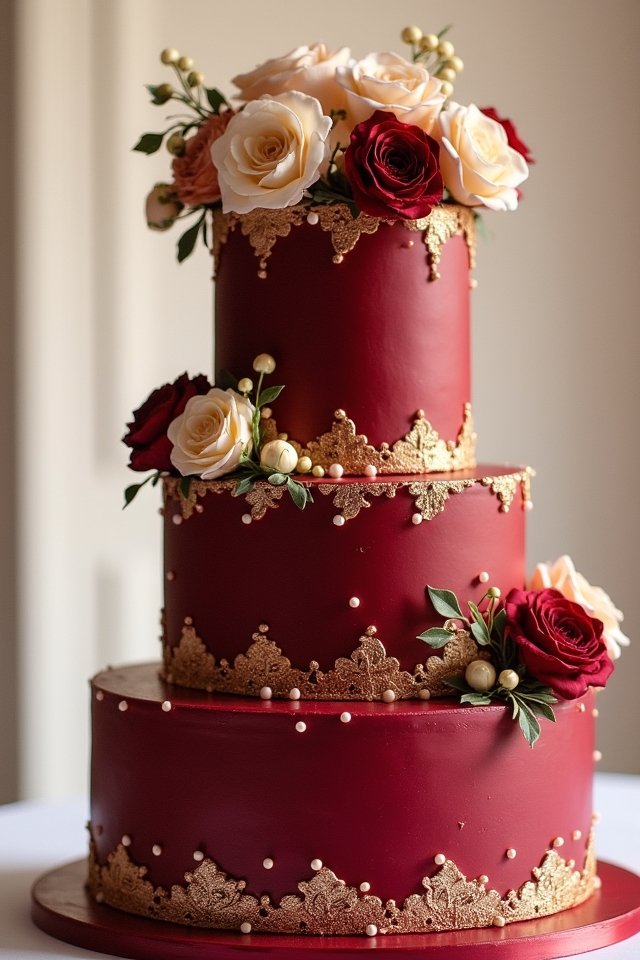 elegant red gold cake