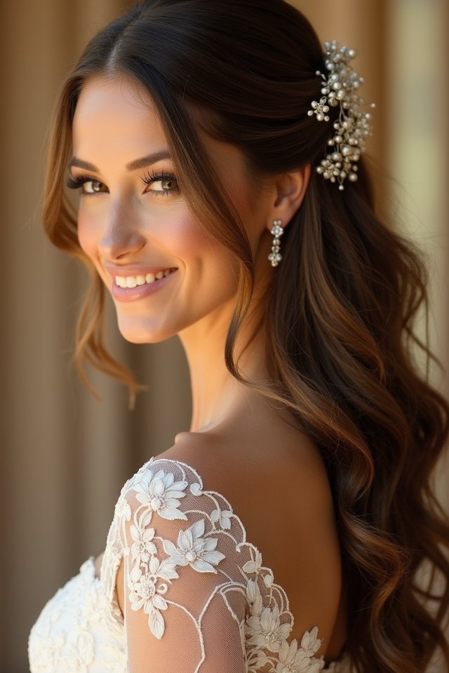 elegant romantic half updo