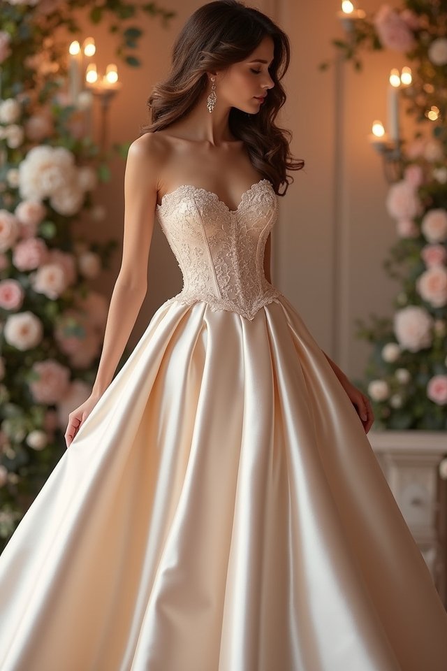 elegant satin a line gown