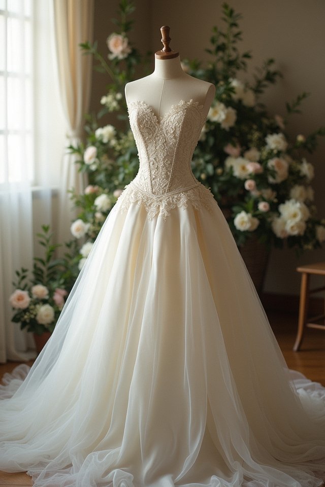 elegant satin ball gown
