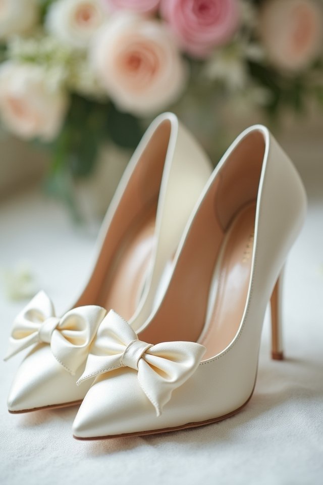elegant satin bow pumps
