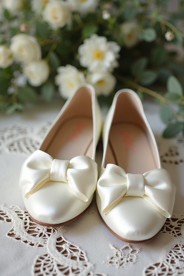 elegant satin bow shoes