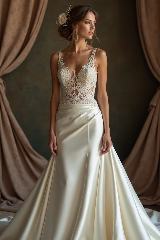 elegant satin bridal gown