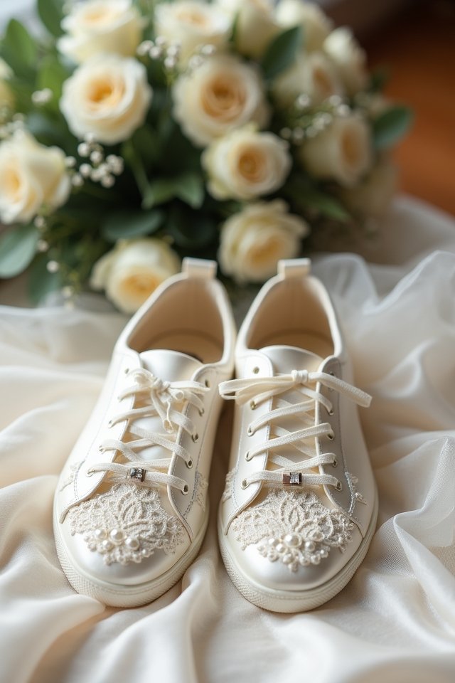 elegant satin bridal sneakers
