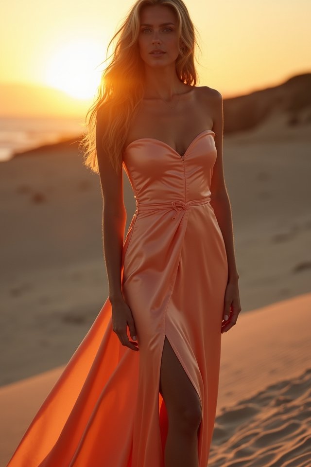 elegant satin column dress