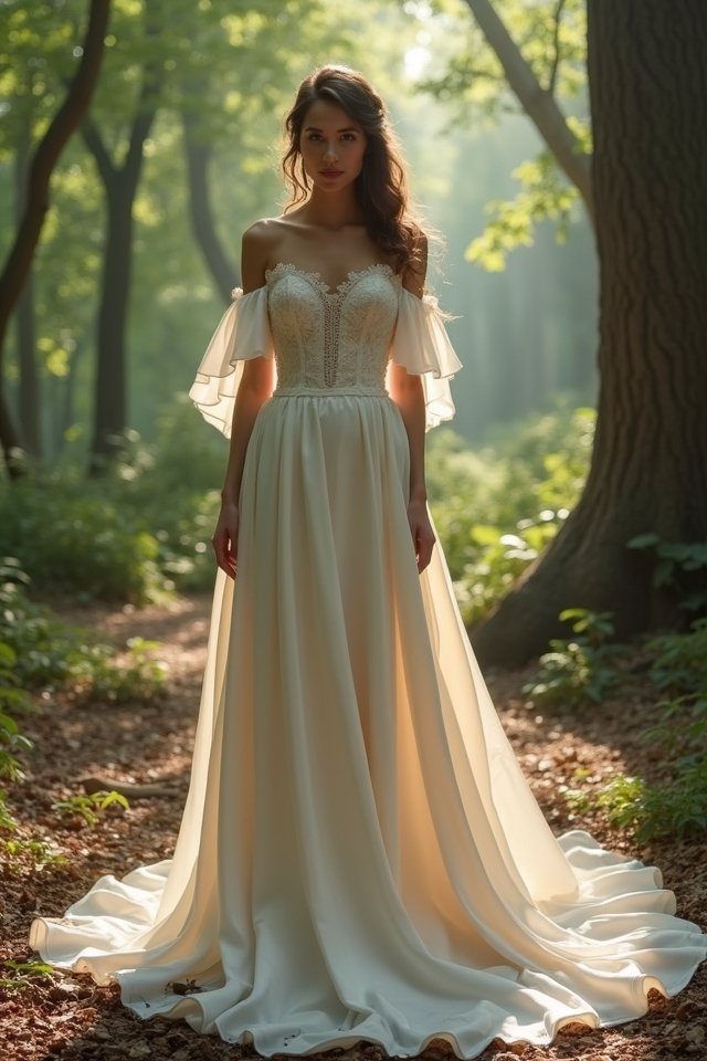 elegant satin gown train