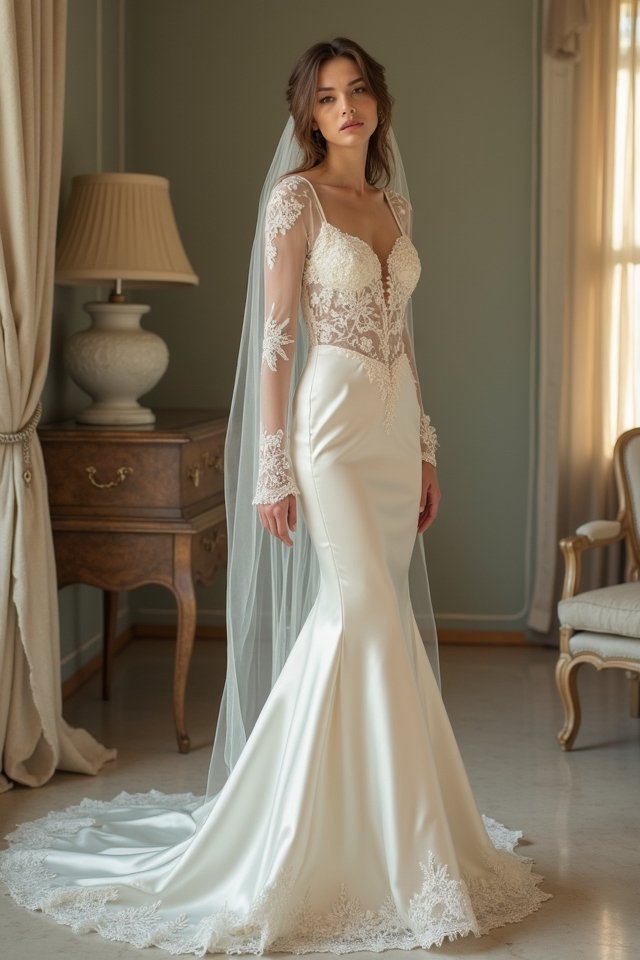 elegant satin long sleeves