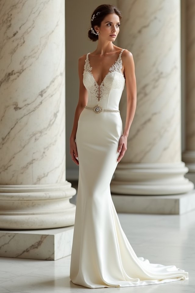 elegant satin sheath dress