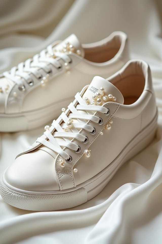 elegant satin sneakers pearls