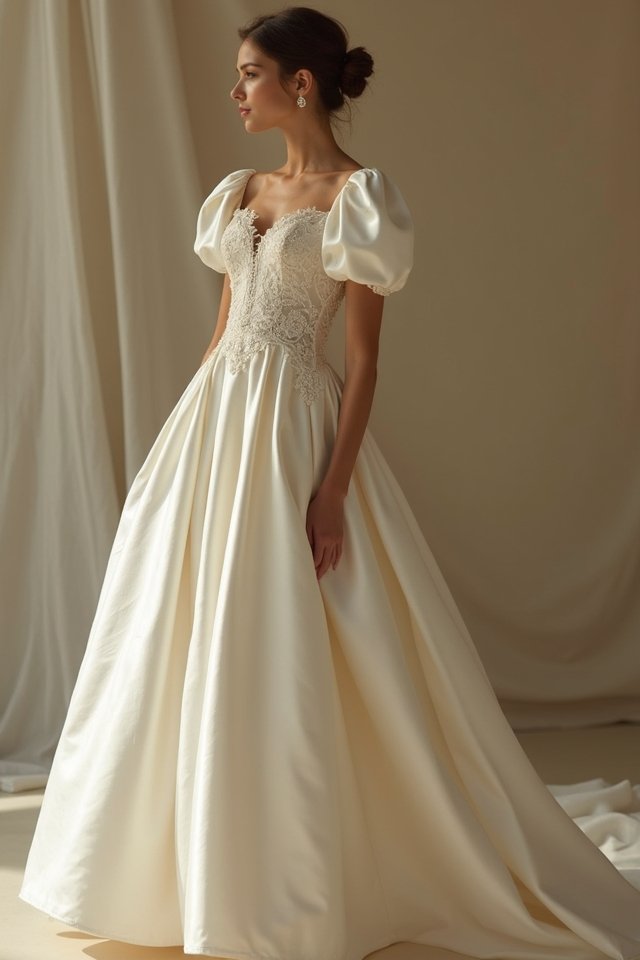 elegant satin tea length gown