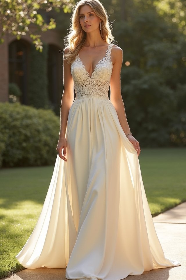 elegant satin wedding gown