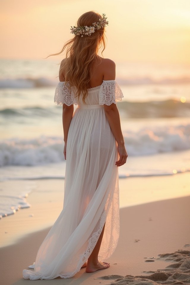 elegant seaside wedding attire