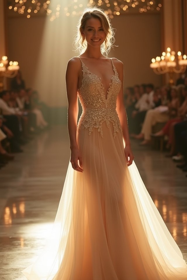 elegant sequined champagne dress